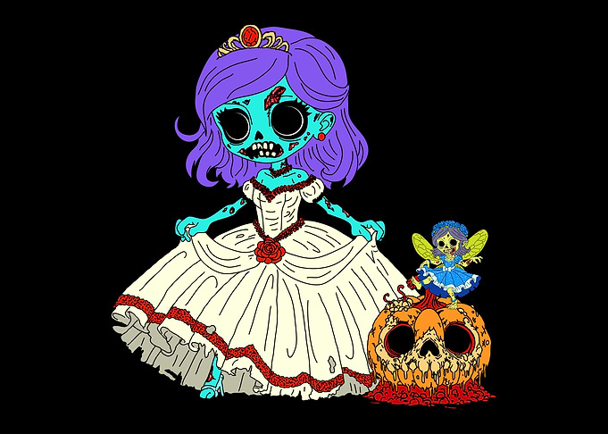 Zombie Princess with Fairy and Pumpkin