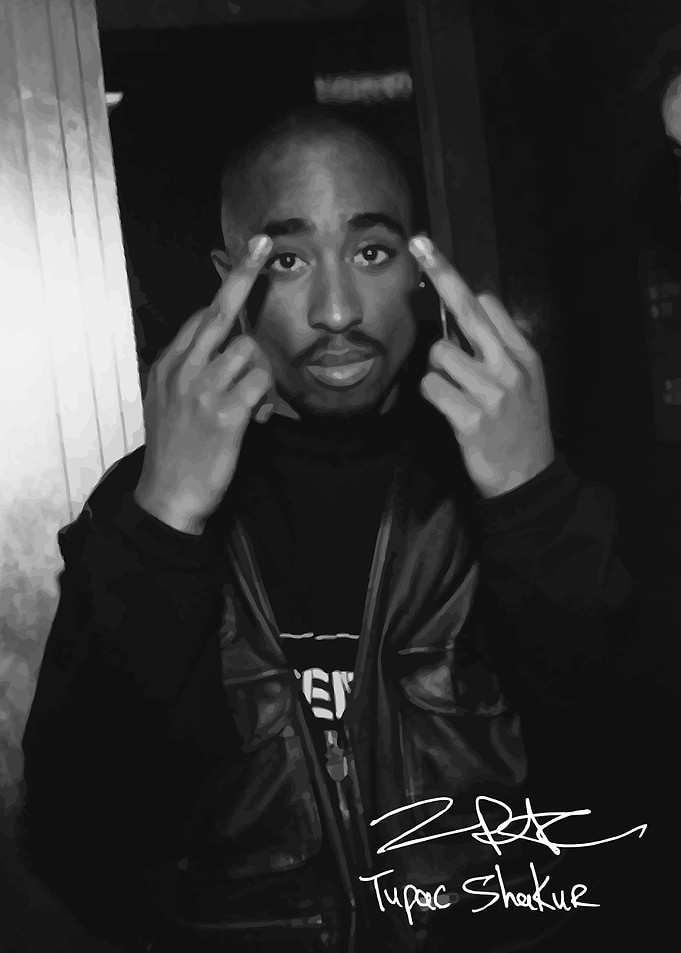 Tupac Shakur Black and White Portrait