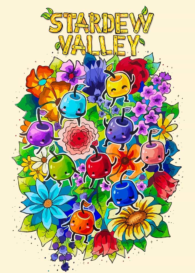 Stardew Valley Floral Fruit Illustration