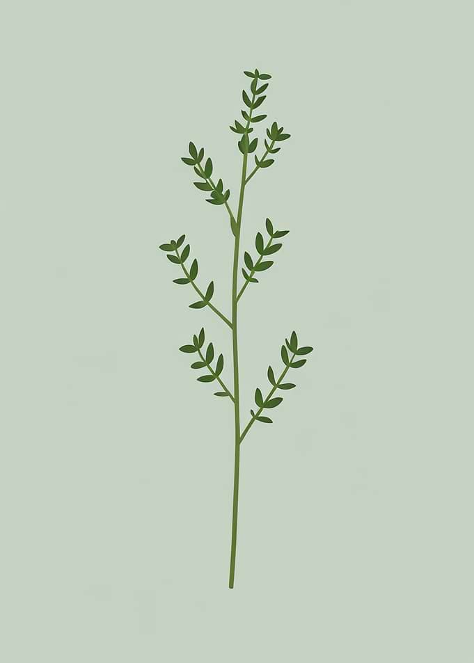 Thyme sprig illustration on light green