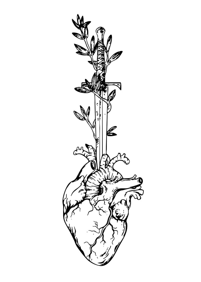 Sword Through Heart with Vines