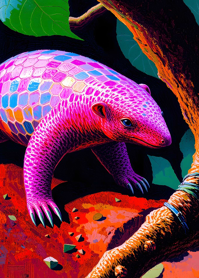 Colorful Pangolin in a Vivid Forest
