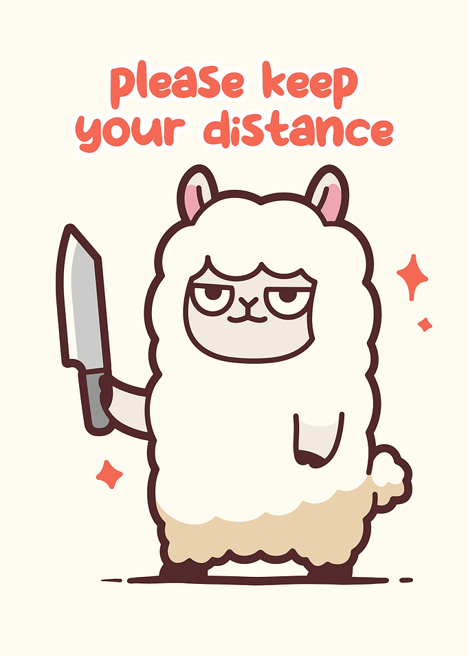 Llama with Knife - Keep Distance
