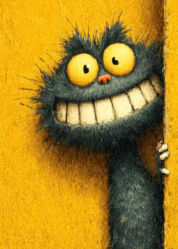Cartoon Cat with Big Smile