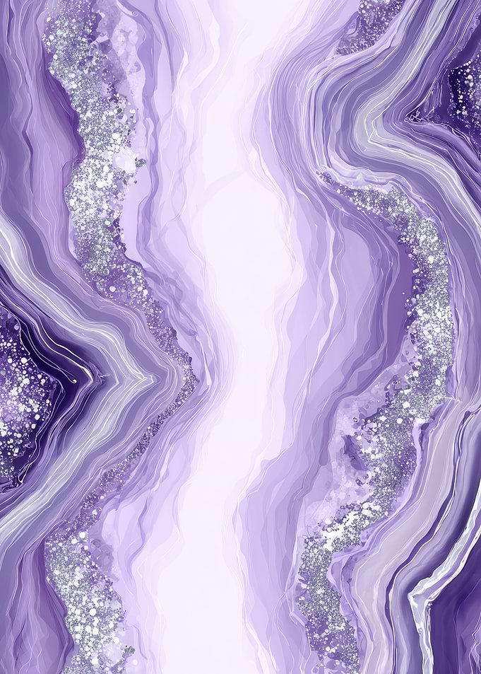 Purple Agate Geode with Silver Glitter