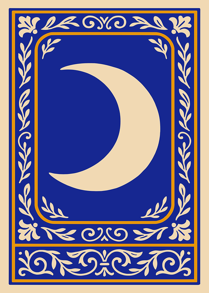 Crescent Moon with Floral Border
