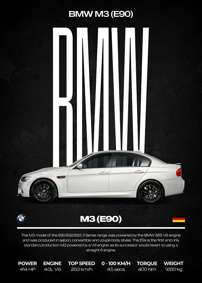 BMW M3 (E90) Car Poster