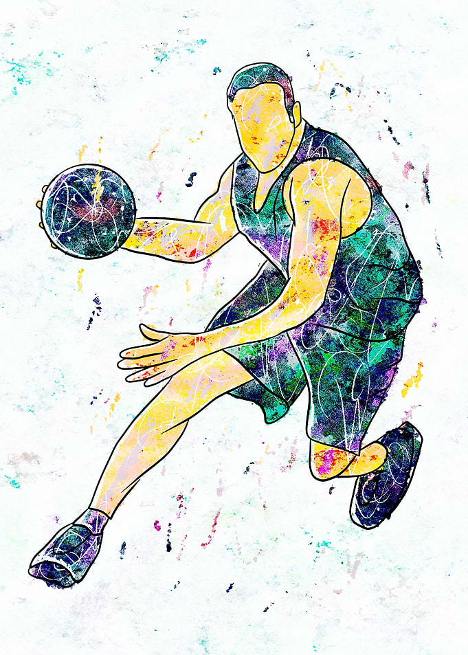 Basketball Player Watercolor Art