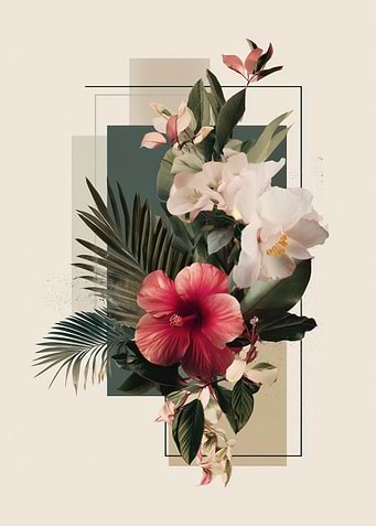 Floral Arrangement with Geometric Shapes
