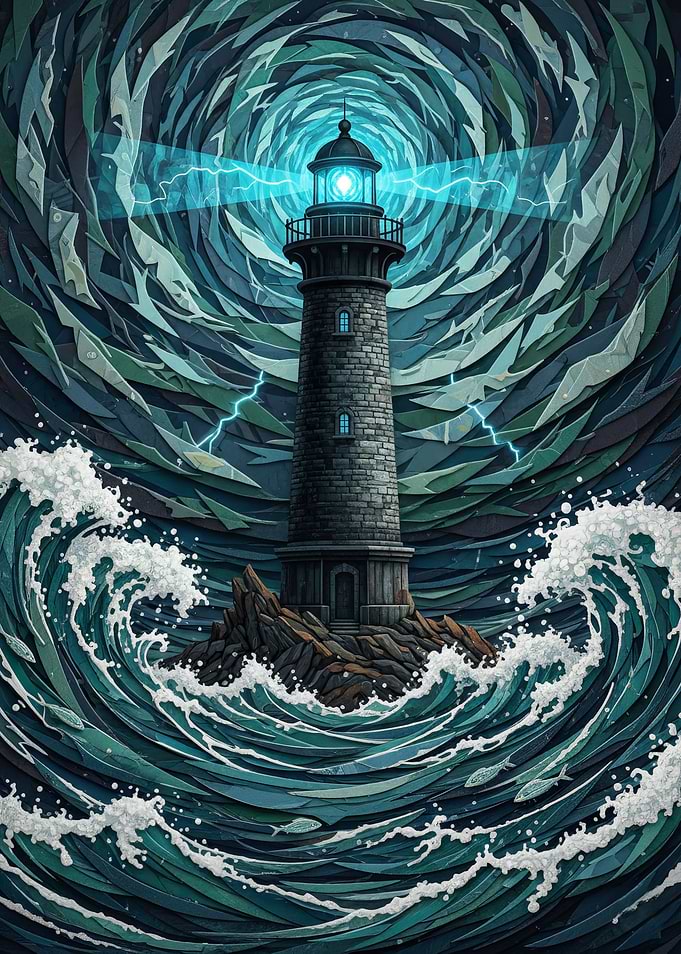 Lighthouse in Stormy Seas