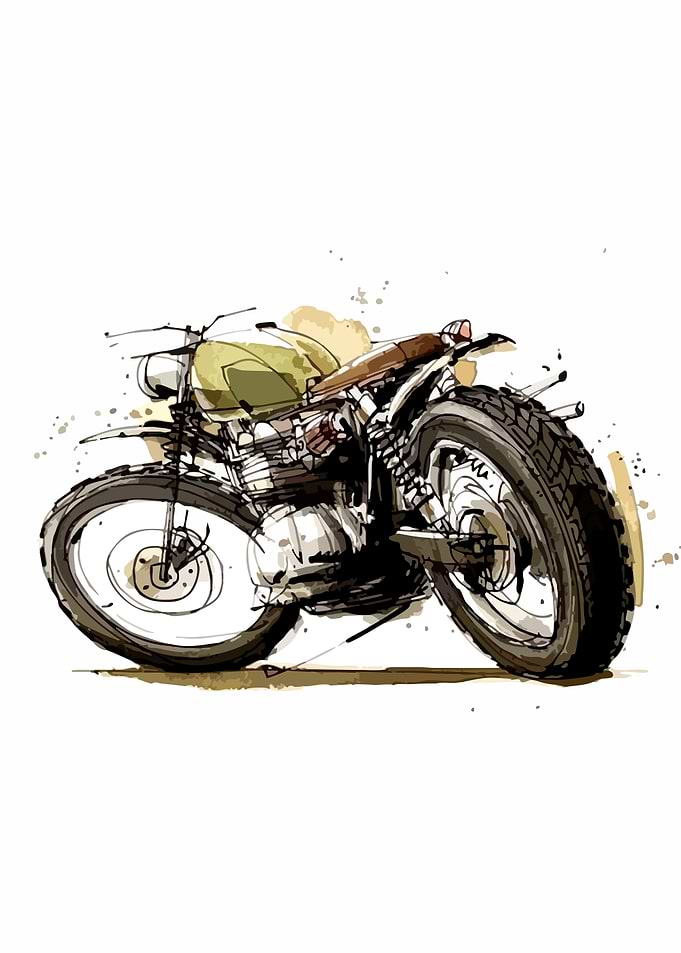 Watercolor Motorcycle Illustration