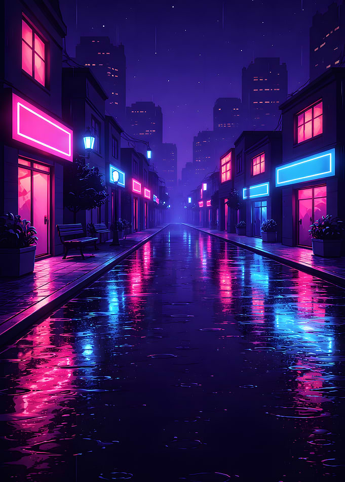 Neon Cityscape at Night