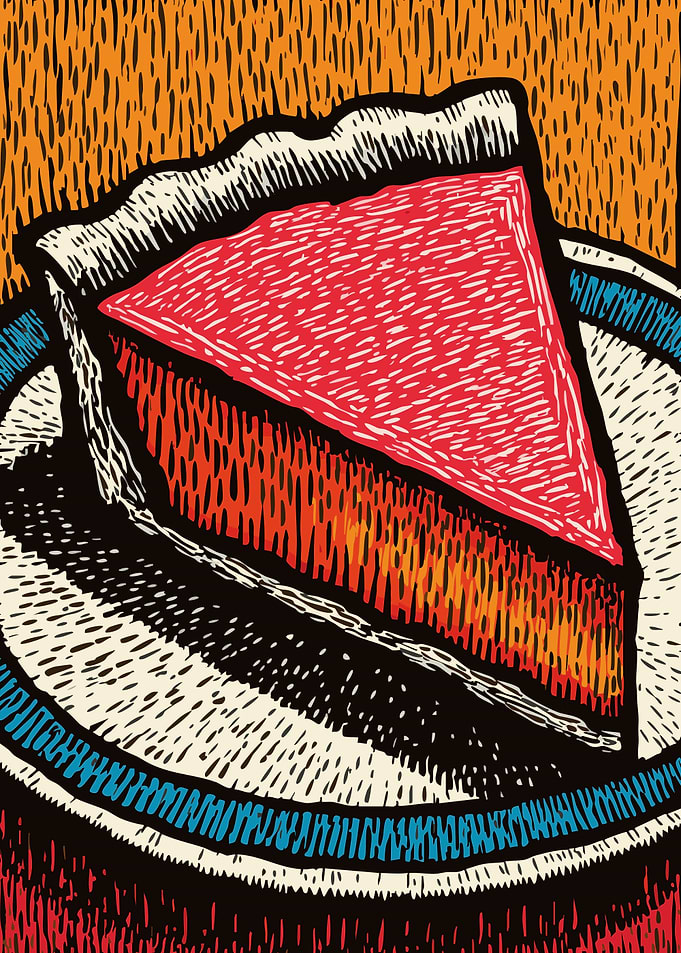 Pumpkin Pie - Christmas Woodcut Illustration