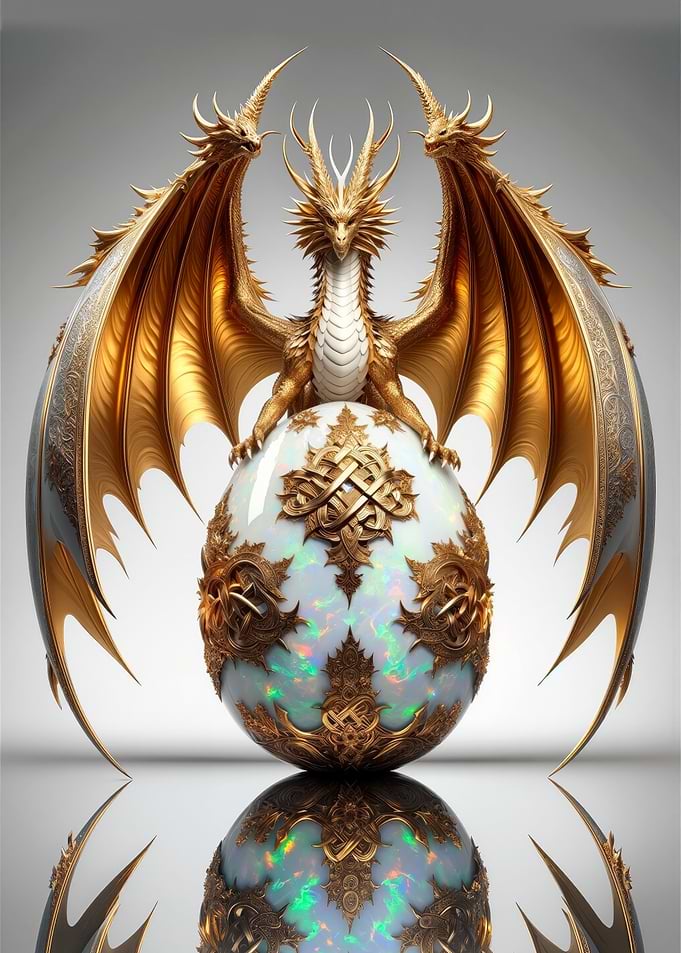Golden Dragon on Opal Egg