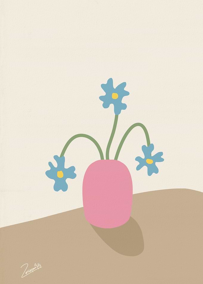 Flowers in a Pink Vase Still Life