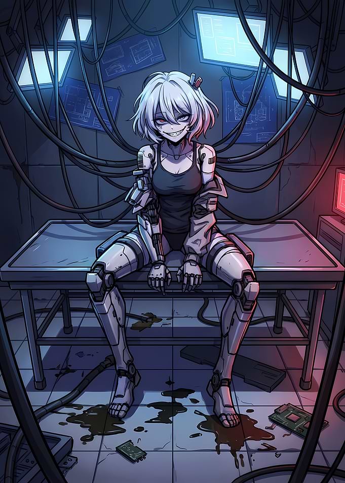 Cyberpunk Girl on Table