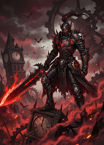 Steampunk Knight with Flaming Sword