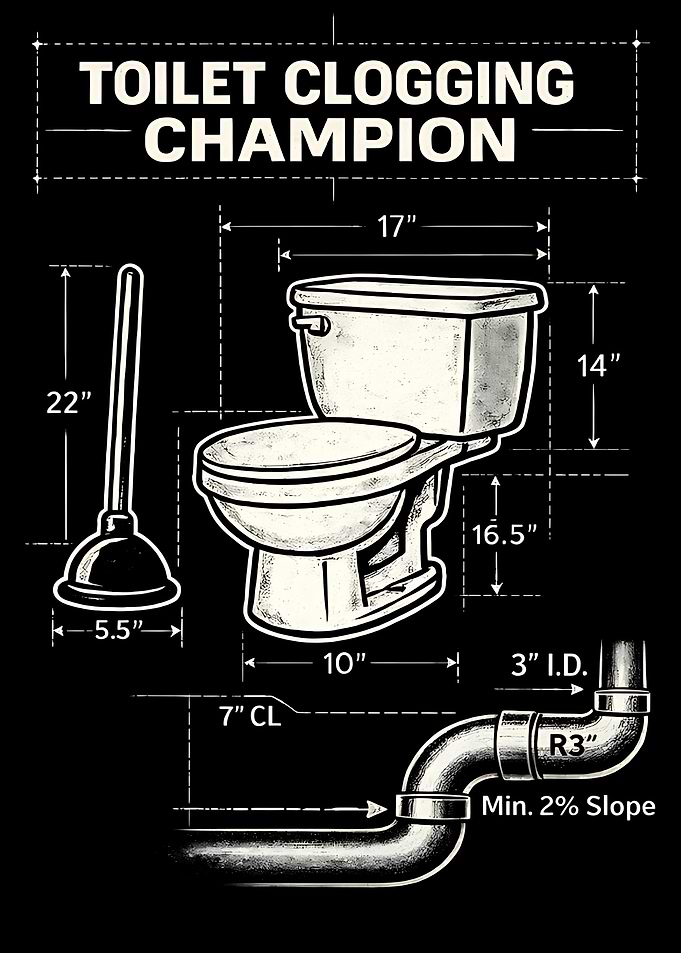 Toilet Clogging Champion Vintage Blueprint