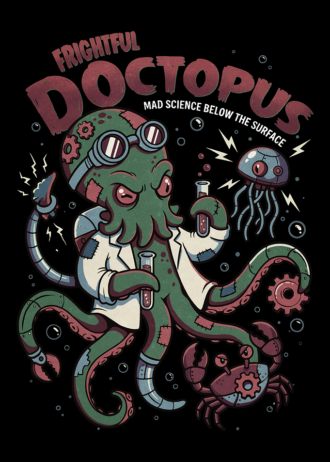 Frightful Doctopus Mad Science Illustration