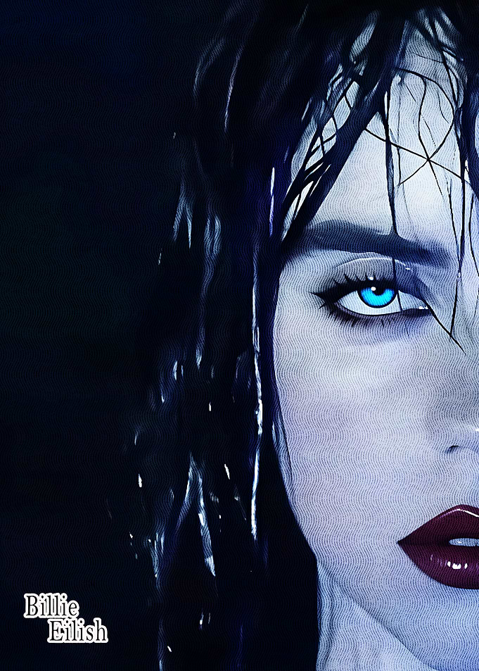 Billie Eilish Portrait with Blue Eyes