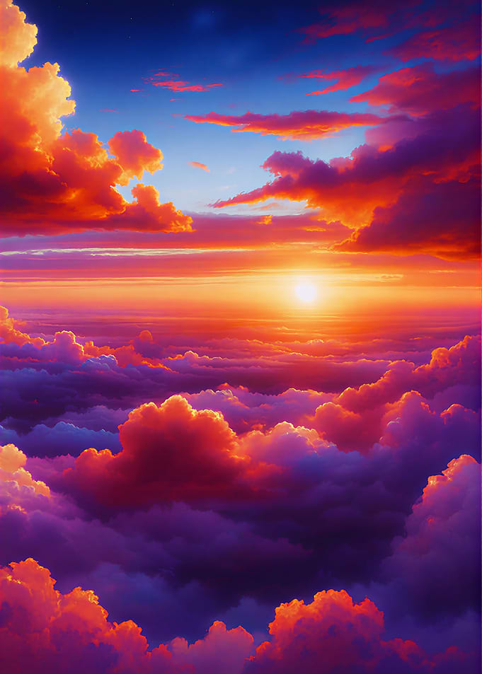 Vibrant Sunset Above the Clouds