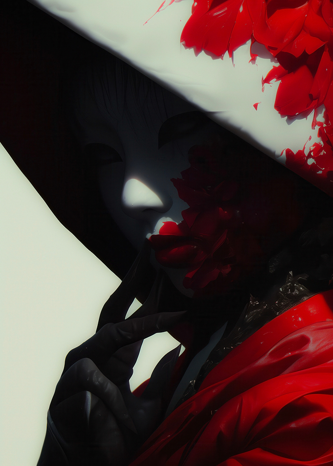 Abstract Portrait with Red and Black