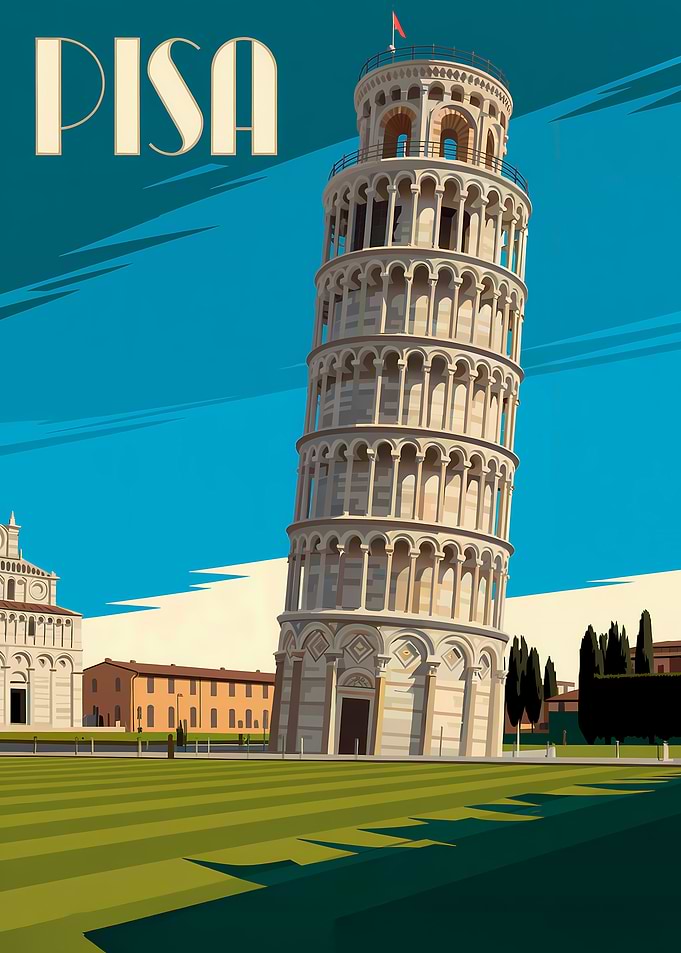 Leaning Tower of Pisa Travel Poster
