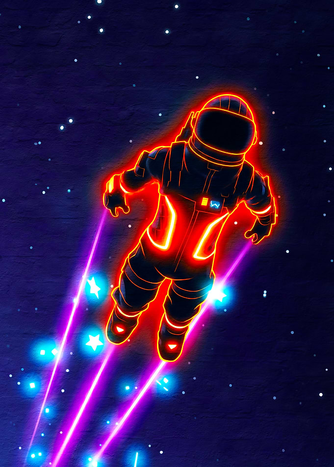 Neon Astronaut in Space