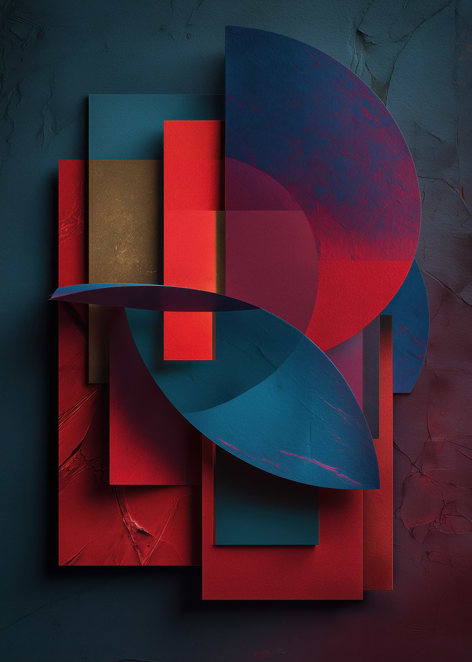 Abstract Geometric Shapes in Red and Blue