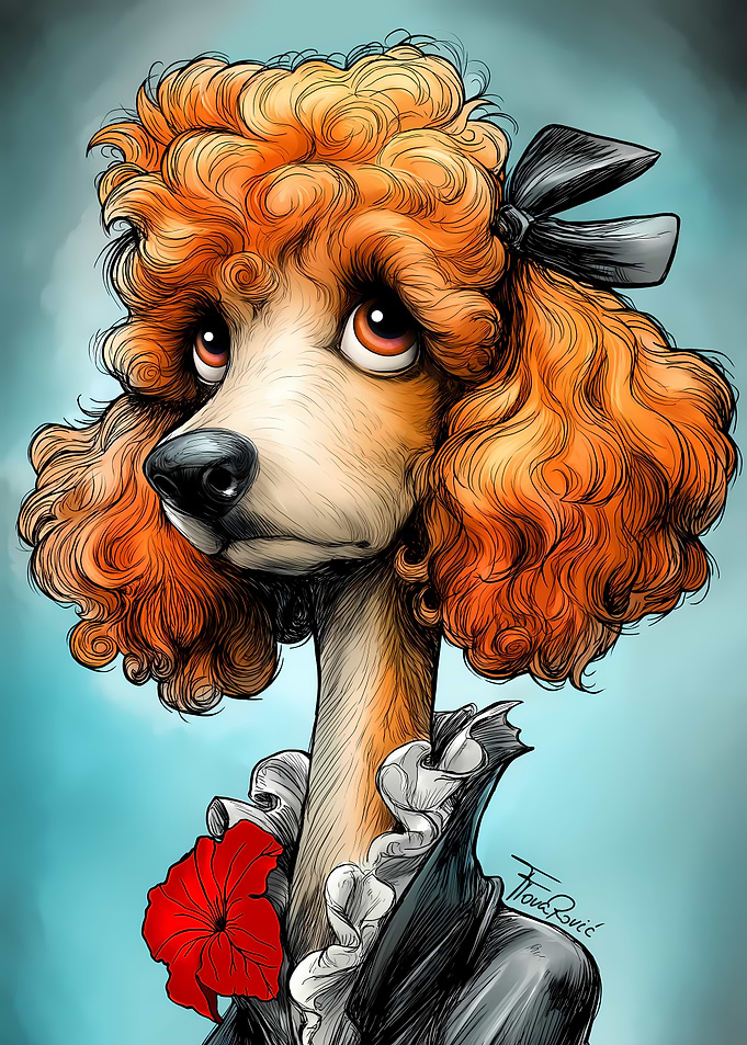Toy Poodle Caricature