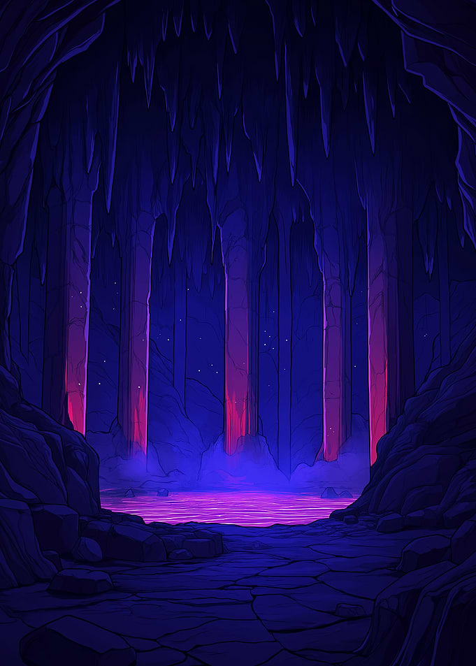 Mystical Purple Cave Landscape