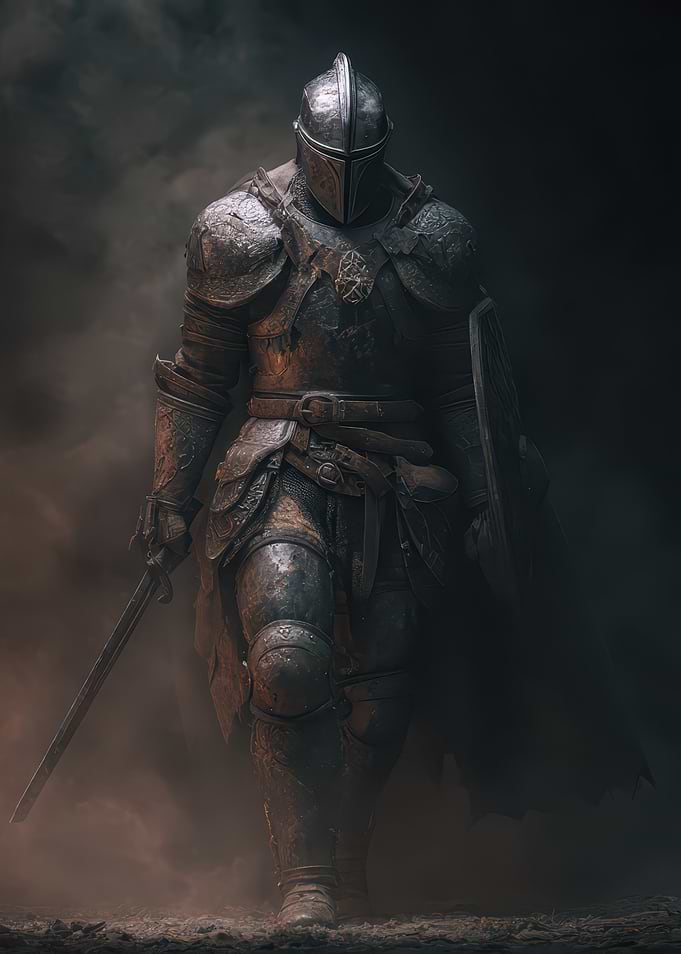 Armored Knight in Dark Fantasy Setting