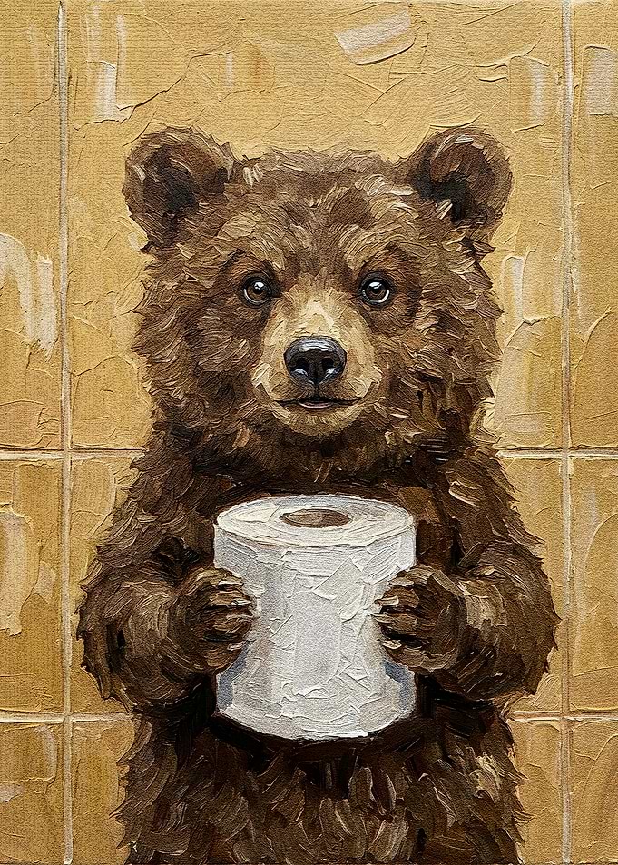Bear with Toilet Paper Painting