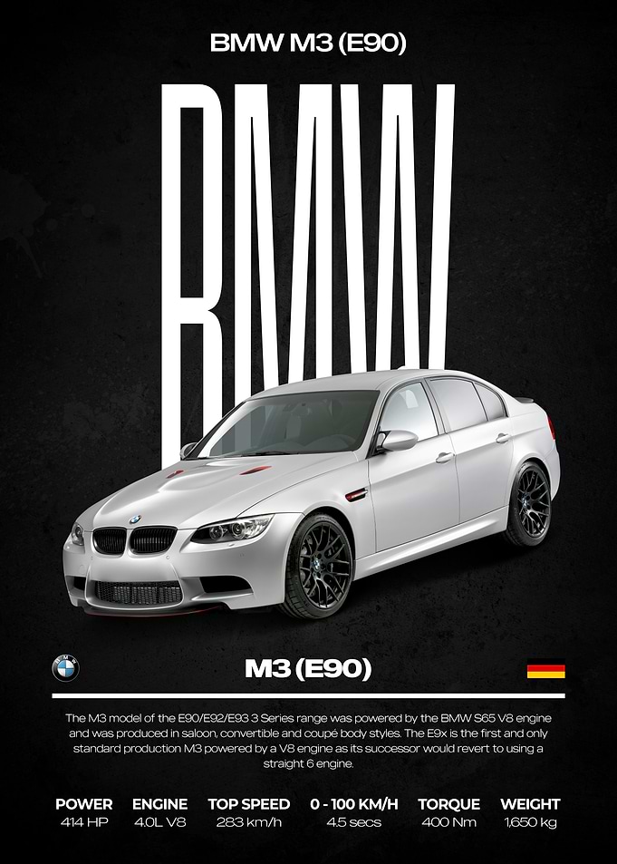 BMW M3 (E90) Car Poster