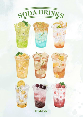 Watercolor Soda Drinks Illustration