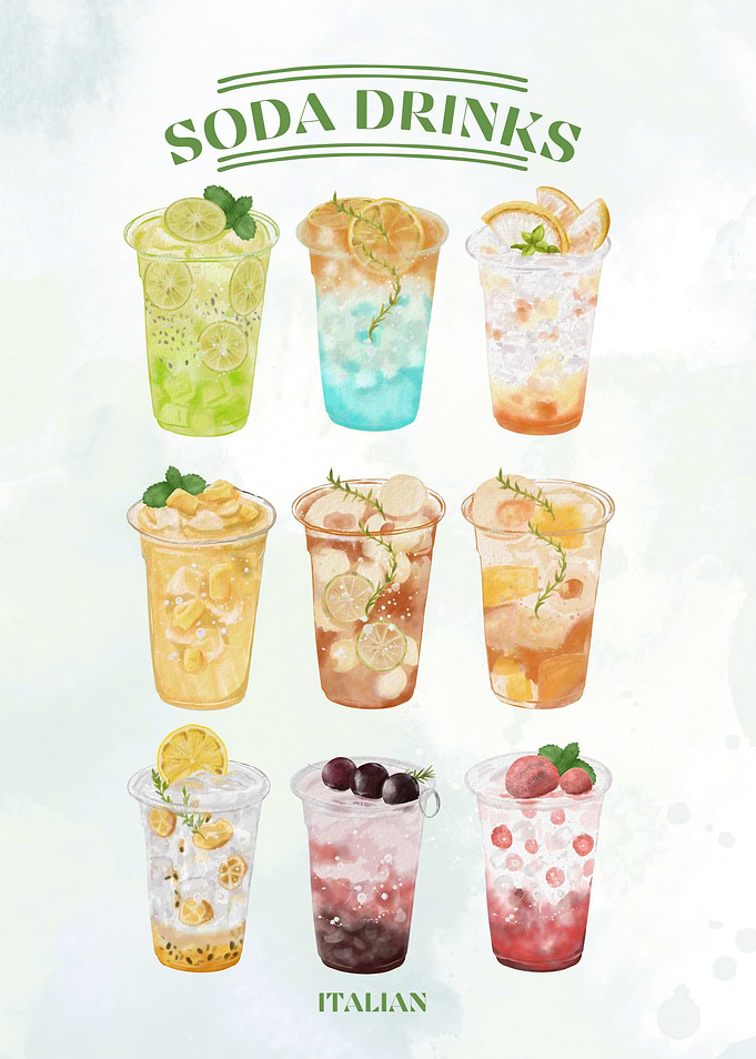 Watercolor Soda Drinks Illustration