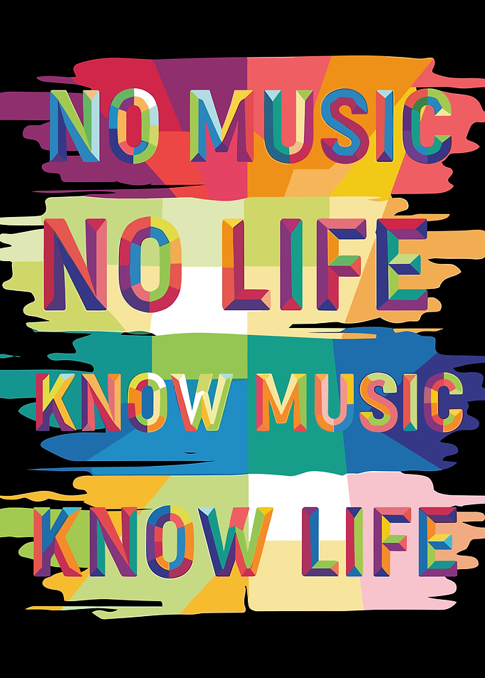 Music and Life Colorful Text Art