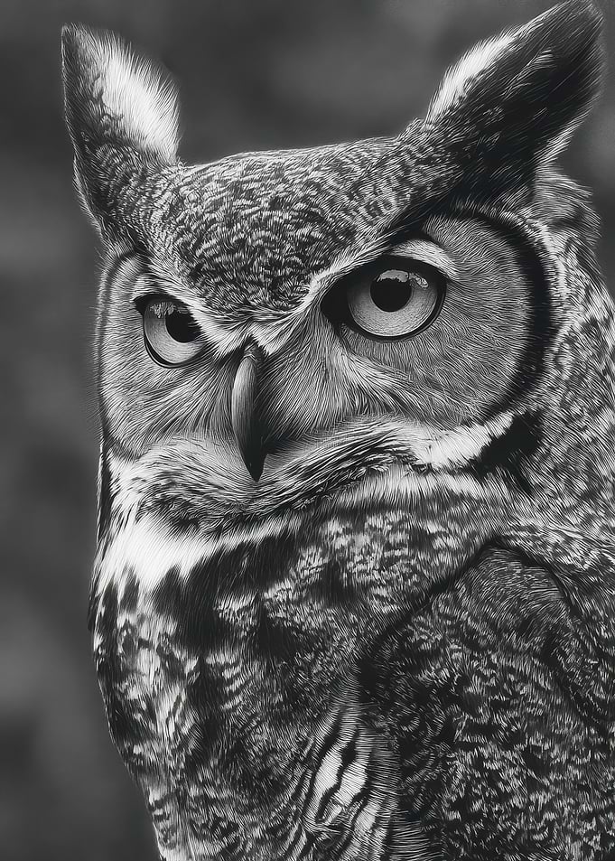 Monochrome Owl Portrait