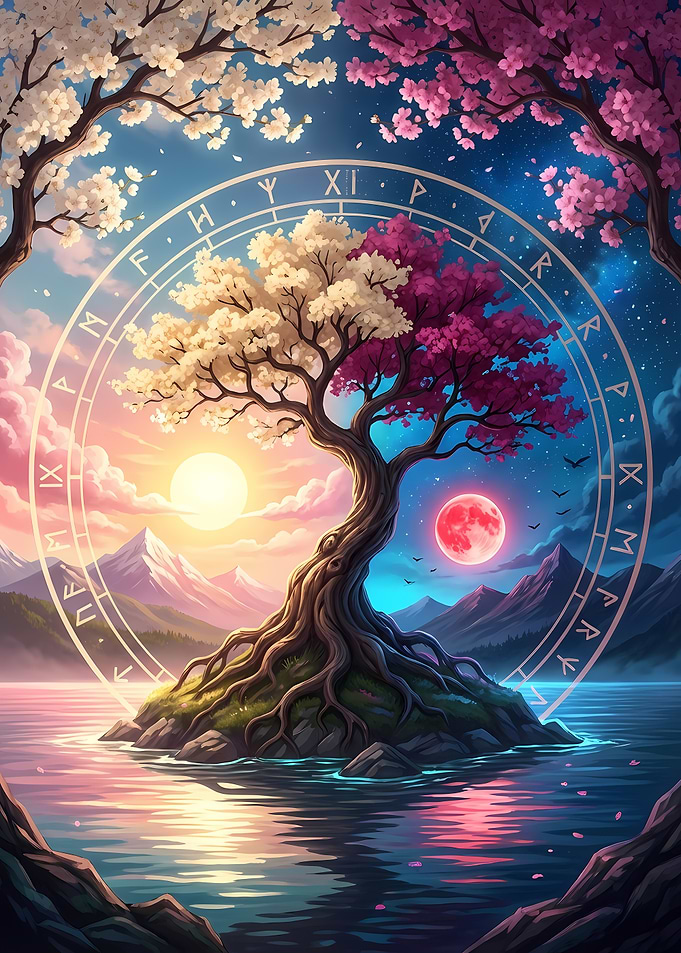 Fantasy Tree Island with Runes