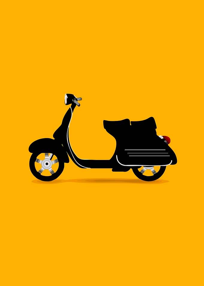 Black Scooter on Yellow Background