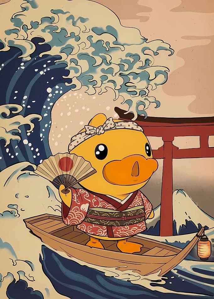 Duck in Japan Ukiyo-e Style
