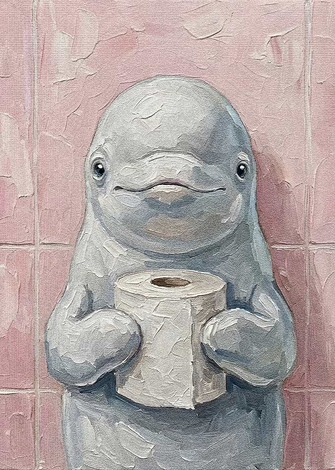 Beluga Whale with Toilet Paper Painting