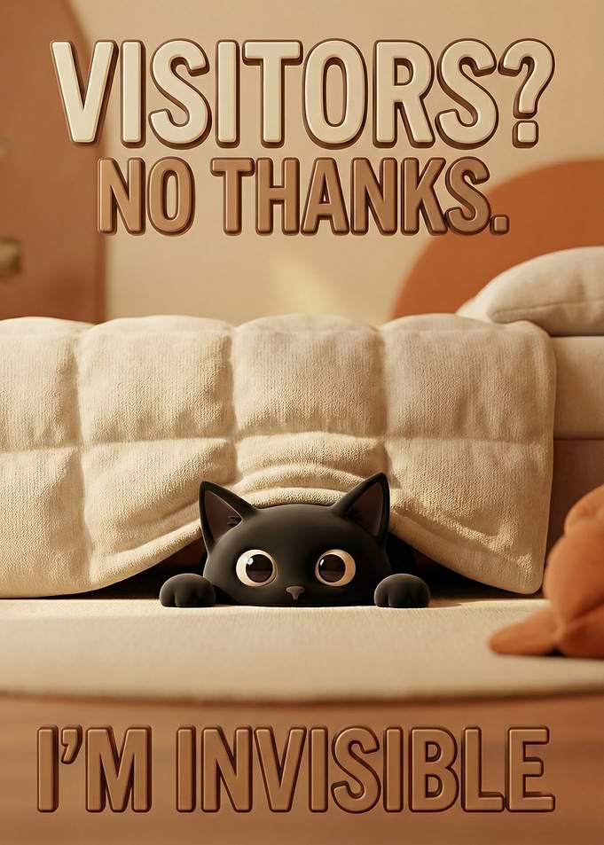 Invisible Cat Hiding Under Bed