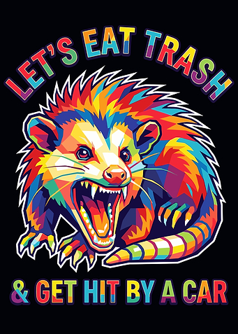 Colorful Opossum: Let's Eat Trash