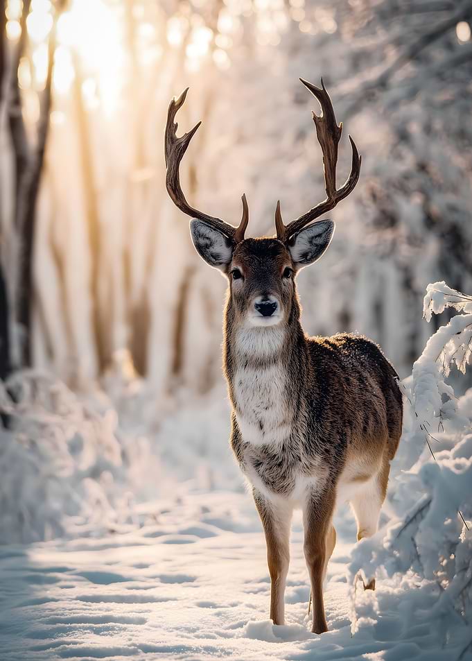 Majestic Deer in Winter Wonderland