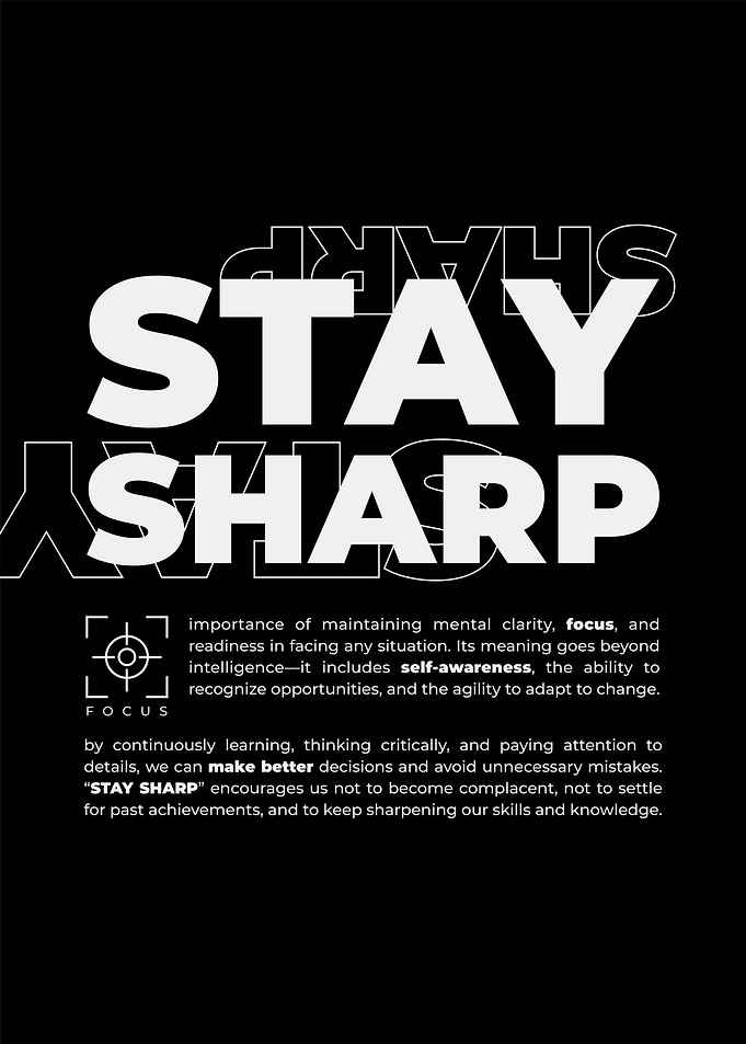 Stay Sharp Motivational Black and White Poster