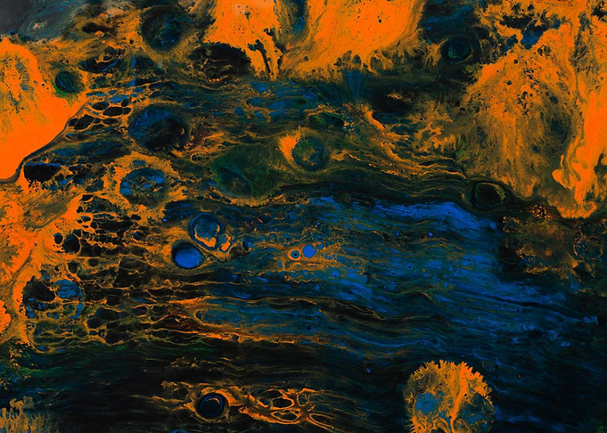 Abstract Fluid Art: Orange and Blue