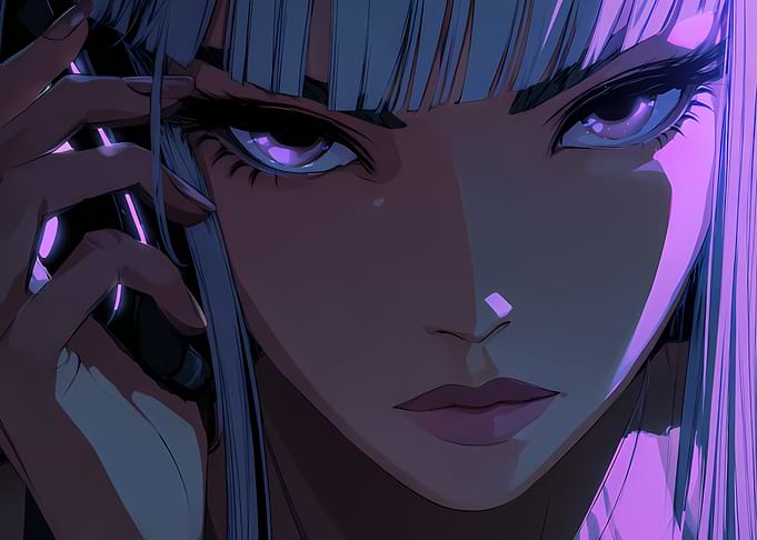 Anime Girl Portrait with Intense Gaze