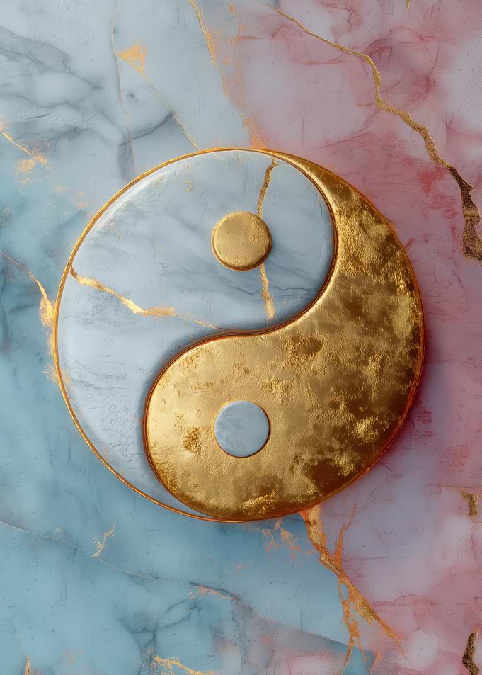 Yin Yang Symbol with Marble Texture