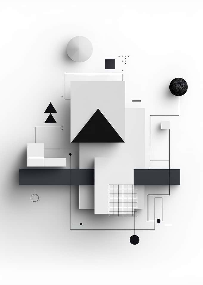 Abstract Geometric Composition in Black and White